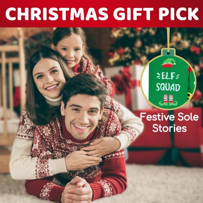 HAPPYPOP Christmas Gifts Stocking Socks for Women - Secret Santa Socks Black Elf Socks for Teens, Xmas Stocking with Greeting Card for Mom Dad - Image 5