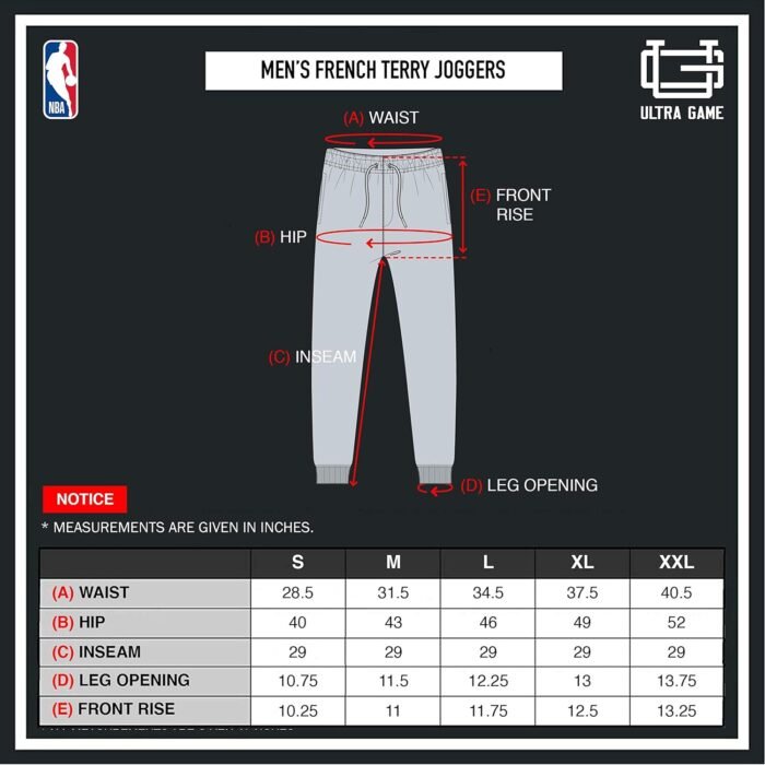 Ultra Game Men's NBA Official Super Soft Team Jogger Sweatpants - Image 6