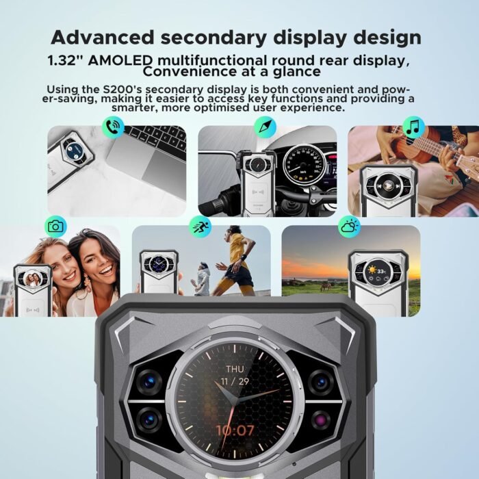 DOOGEE S200 Rugged Smartphone 5G, 10100mAh 33W, 32GB+256GB Android 14 Rugged Unlocked Cell Phone with 1.32" Rear Screen, 100MP+20MP Night Vision, 6.72" FHD+ 120Hz, 4K, NFC, 5G Dual SIM, ATT, Verizon - Image 4