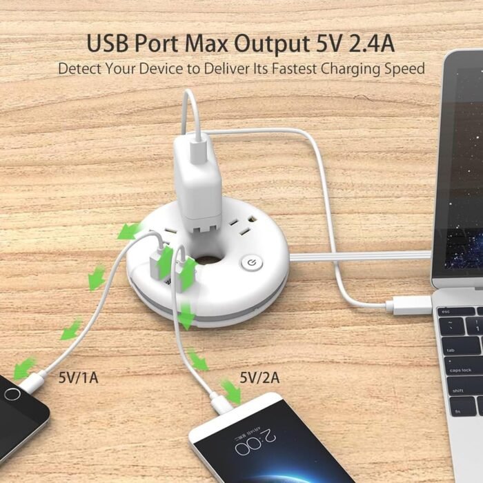 Travel Power Strip, NTONPOWER 3 Outlets 3 USB Portable Desktop Charging Station Short Extension Cord 3ft for Office, Home, Hotels, Cruise Ship, Nightstand, White - Image 4