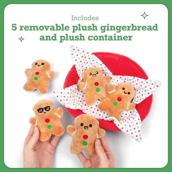Emotional Support Gingerbread by Relatable, Christmas Stuffed Animals, Great Gingerbread Man Gifts, Funny Gifts or Cute Christmas Decor, Includes 5 Gingerbread Plushies with Carrying Basket - Image 3