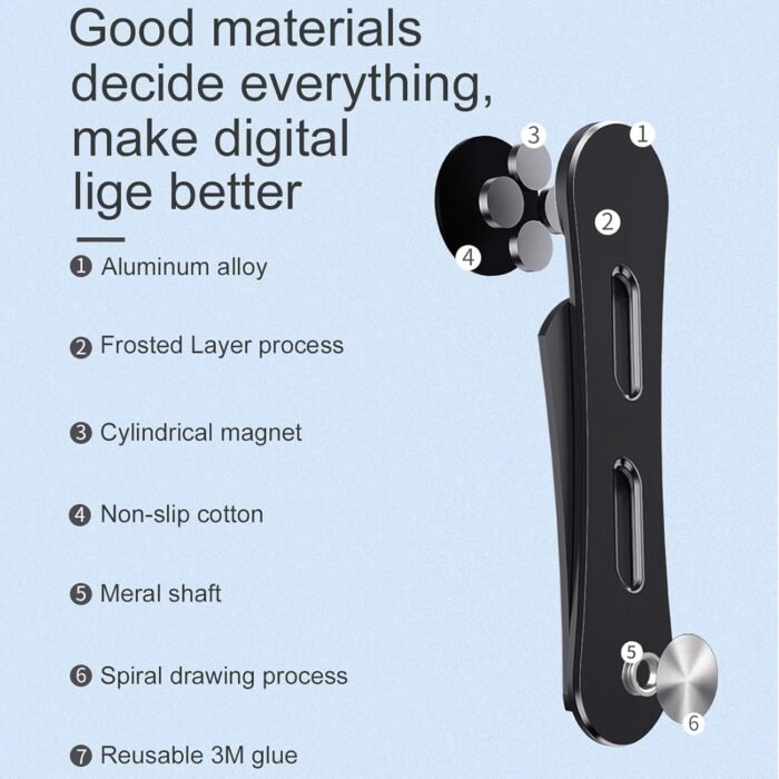 DK177 Magnetic Phone Holder, Laptop or Desktop Monitor Side Mount Phone Holder, Slim Portable Foldable Computer Expansion Bracket Compatible with All Phone, Black-1 - Image 7