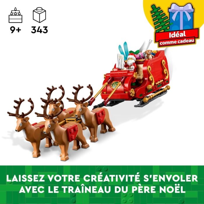 LEGO Santa's Sleigh - Building Toys for Kids, Boys & Girls, Ages 9+ - Indoor Christmas Decorations for Home W/Santa Claus Figurine & Reindeer - Gifts for Boys & Girls - 40499 - Image 2
