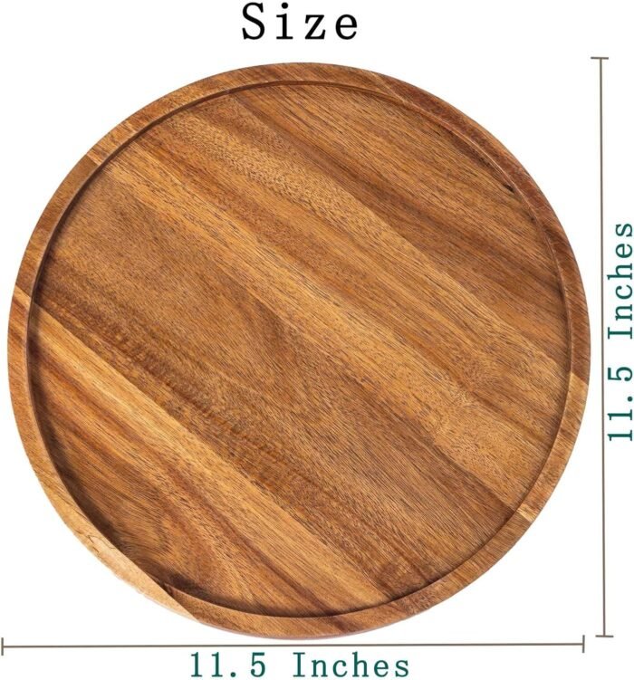 11.5 Inches Candle Holder Tray Home Decor, Round Wood Tray for Coffee Table, Small Wooden Serving Tray, Decorative Trays for Home Decor - Image 3