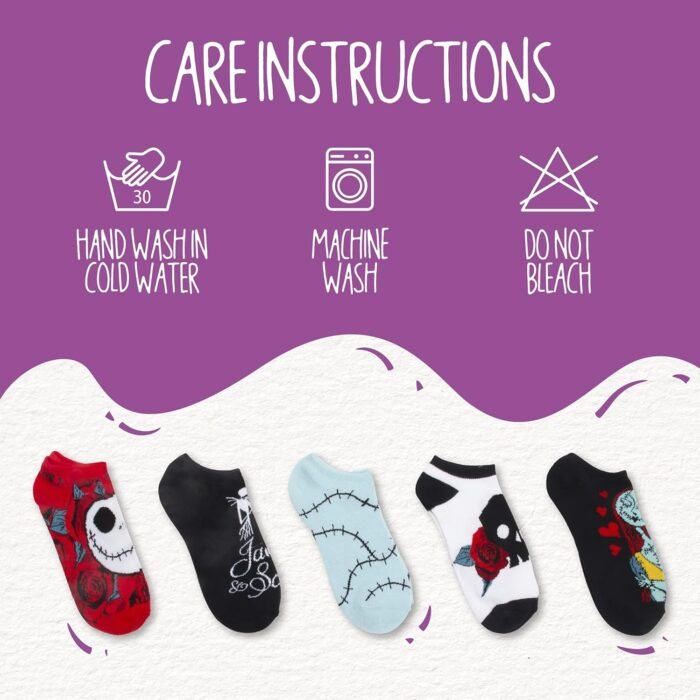 Disney Women's Nightmare Before Christmas 5 Pack No Show Socks - Image 4