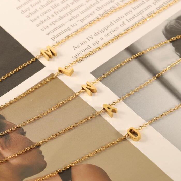 Initial Necklace for Women - Dainty 18K Gold Plated Initial Necklace Tiny A-Z Pendant Choker Necklace Trendy Cute Initial Letter Necklace Gold Jewelry Necklace for Women - Image 6