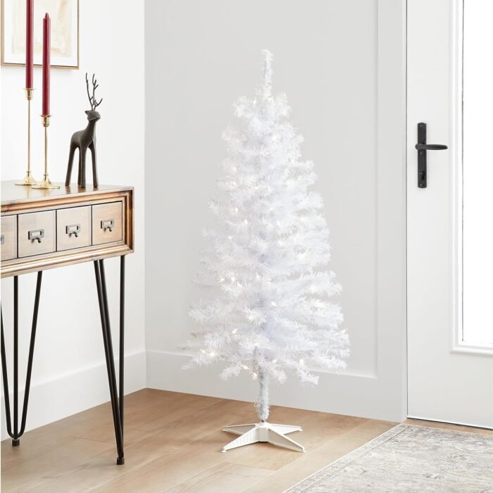 National Tree Company Pre-Lit Artificial Christmas Tree, White Tinsel, White Lights, Includes Stand, 4 feet - Image 4