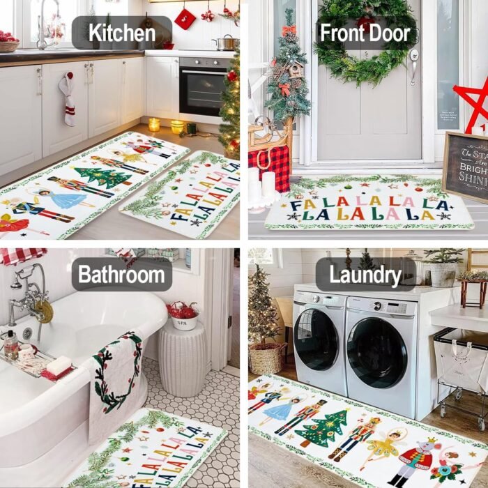 Nutcracker Christmas Decor Kitchen Rugs Floor Mats Set of 2, Nutcrackers Xmas Gifts Indoor Christmas Decorations, Nutcracker Kitchen Floor Mats for in Front of Sink, Non Skid & Washable - Image 6