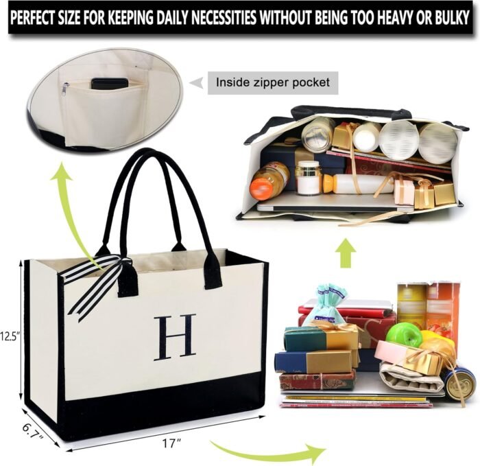BeeGreen Gifts for Friends Female Cousin Mother Canvas Tote Bags Cute Birthday Gifts For Work Bosses Holiday Deals Embroidery Cool Womans Gifts For Teachers Friend H - Image 7