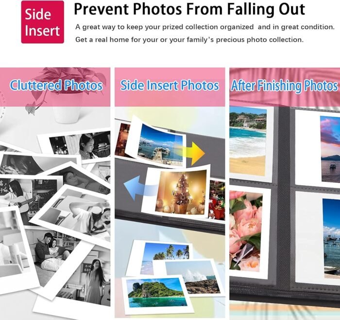160 Pockets Photo Album for Fujifilm Instax Wide 300, Polaroid 600 i-Type 3.5x4.5 Inch Film Album, Compatible with Polaroid Now OneStep2 OneStep+ Instant Camera, POP Lab Print Camera (Black) - Image 7