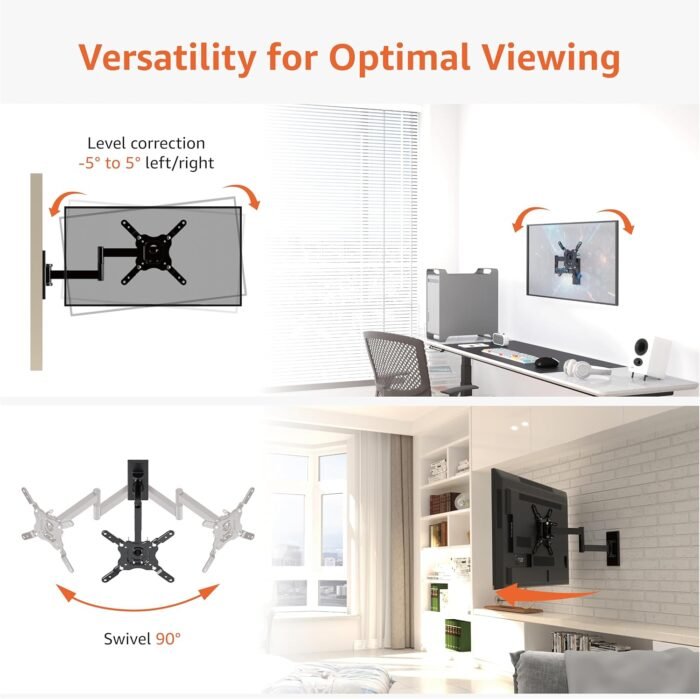 Amazon Basics Full Motion TV Wall Mount fits 12" to 40" TVs and VESA 200x200, Black - Image 6