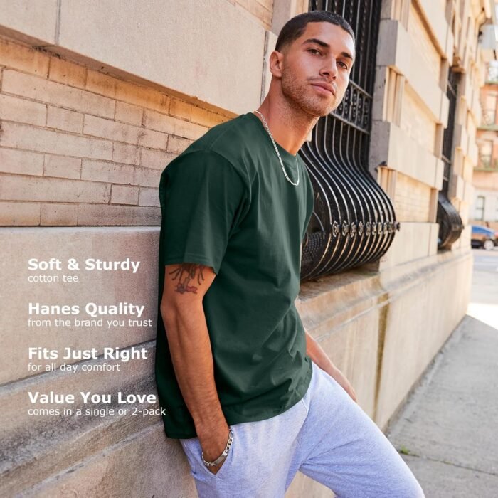 Hanes Men's T-Shirt, Beefy-T Heavyweight Cotton Crewneck Tee, 1 or 2 Pack, Available in Tall Sizes - Image 6