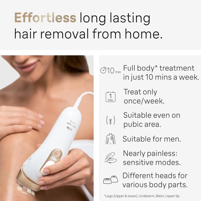 Braun IPL Long-Lasting Hair Removal for Women and Men, Silk Expert Pro 5 PL5137 with Venus Swirl Razor, Long-Lasting Reduction in Hair Regrowth for Body & Face, Corded, PL5137 - Image 5