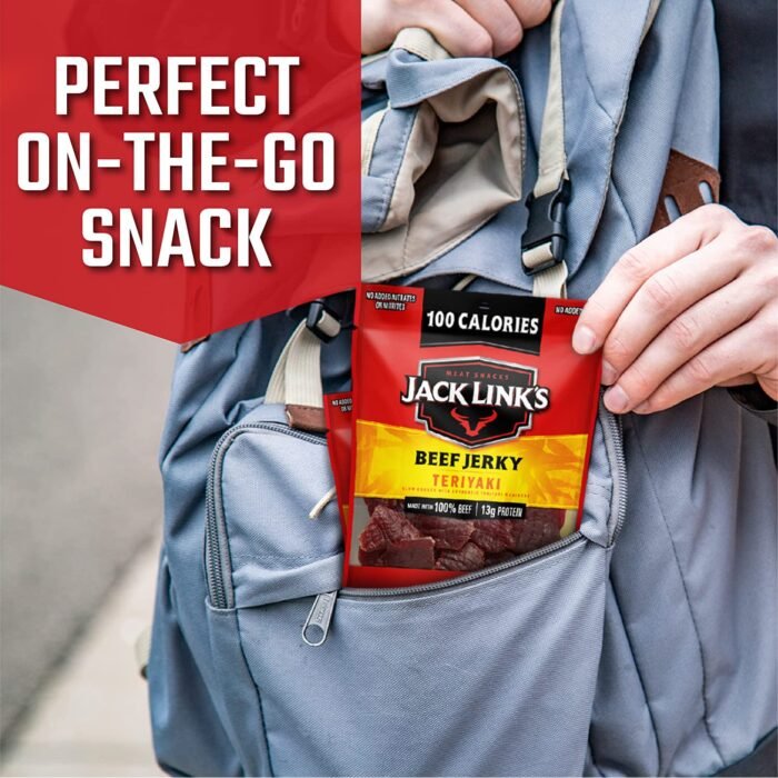 Jack Link's Beef Jerky Variety Pack - Includes Original and Teriyaki Flavors, On the Go Snacks, 13g of Protein Per Serving, Great Stocking Stuffers, Holiday Gifts for Men, 1.25 Oz (Pack of 9) - Image 3