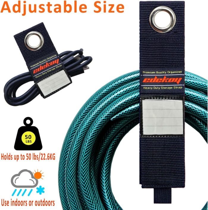 Extension Cord Holder Organizer Straps 9Pack Heavy Duty Storage Straps Wrap Cords Hose Rope Cable Straps for Garage RV Boat Organization Christmas Stocking Stuffers for Men Gifts Gadgets - Image 4