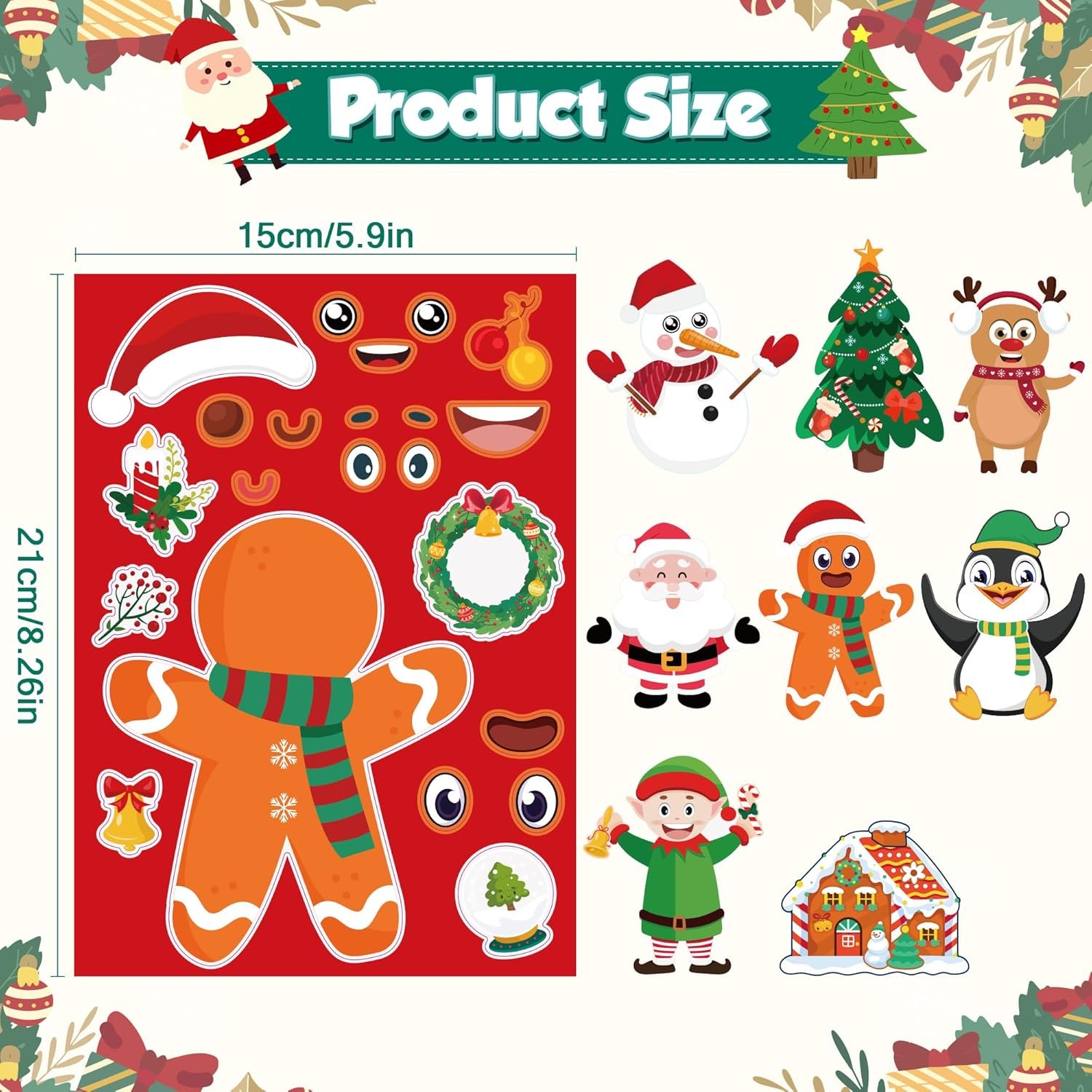 OHOME Christmas Stickers - Stocking Stuffers for Kids - DIY Christmas Crafts for Kids - Kids Christmas Gifts Activity Party Favors Supplies | Christmas Games | Toddler Stocking Stuffers(24 Sheets) - Image 3