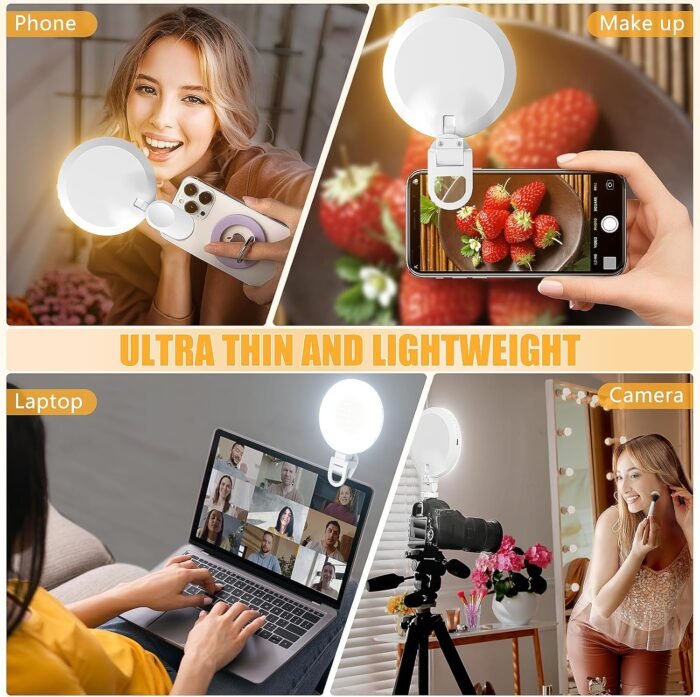154 LED Phone Light, 5000Mah Rechargeable Selfie Light Clip Video Light, Adjusted 3 Light Modes, 10 Brightness Levels for Phone, Camera, Laptop, iPad, Light for Makeup, Video Conference, TikTok, Vlog - Image 6