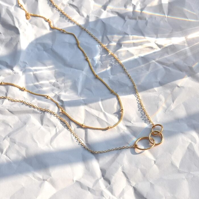 MEVECCO Layered Heart Necklace Pendant Handmade 18k Gold Plated Dainty Gold Choker Arrow Bar Layering Long Necklace for Women - Image 4