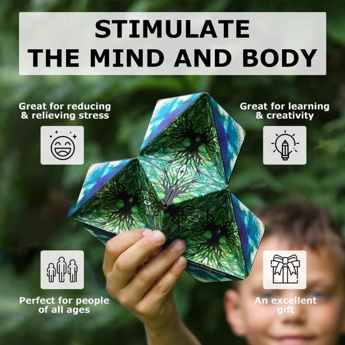 SHASHIBO Shape Shifting Box - Award-Winning, Patented Fidget Cube w/ 36 Rare Earth Magnets - Transforms Into Over 70 Shapes, Download Fun in Motion Toys Mobile App (Original Series - Black & White) - Image 2