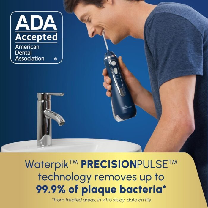 Waterpik Cordless Advanced 2.0 Water Flosser For Teeth, Gums, Braces, Dental Care With Travel Bag and 4 Tips, ADA Accepted, Rechargeable, Portable, and Waterproof, Blue WP-583, Packaging May Vary - Image 3