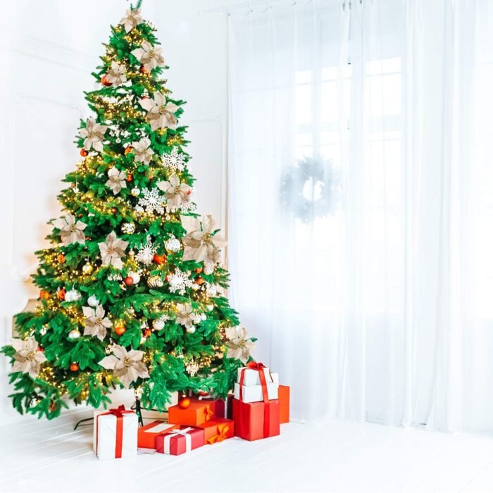 WILLBOND 36 Pieces Christmas Glitter Poinsettia Faux Flowers Christmas Flowers Decorations Wedding Xmas Tree New Year Ornaments(Gold) - Image 7