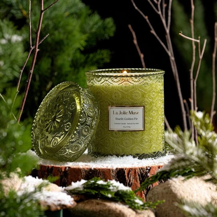 LA JOLIE MUSE Fir & Cedarwood Candle, Christmas Candles for Home Scented, Holiday Candle Gifts for Women&Men, Large Wood Wicked Scented Candle, Long Burning Time, Starlit Golden Fir, 19oz - Image 6