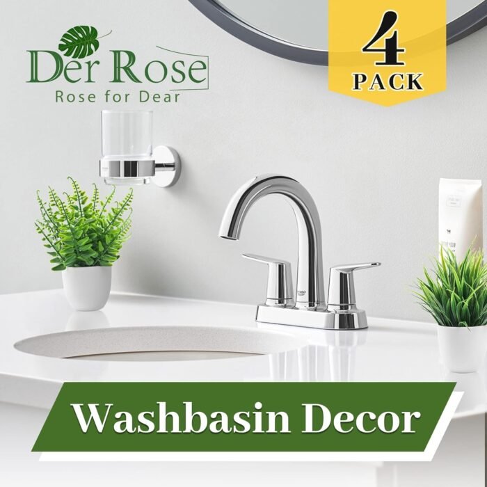 Der Rose 4 Pack Fake Plants Small Artificial Faux Potted Plants for Living Room Home Office Farmhouse Bathroom Kitchen Decor Indoor - Image 4