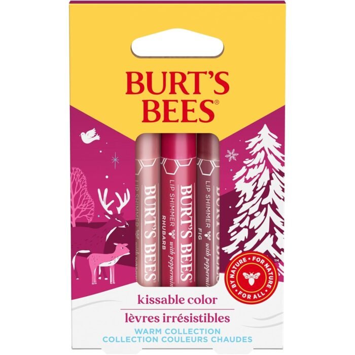 Burt’s Bees Shimmer Lip Tint Stocking Stuffers Set, Tinted Lip Balm, Moisturizing for All Day Hydration with Natural Glowy Pigmented Finish & Buildable Color, Kissable Color, Warm Collection (3-Pack) - Image 7