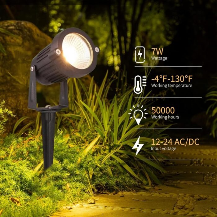 Low Voltage Landscape Lights Outdoor: 7W 700LM LED Landscape Lighting with Connectors for Tree Garden Yard Pathway | 12V 24V Warm White 2700K Spotlights | IP65 Waterproof | 6 Pack - Image 2