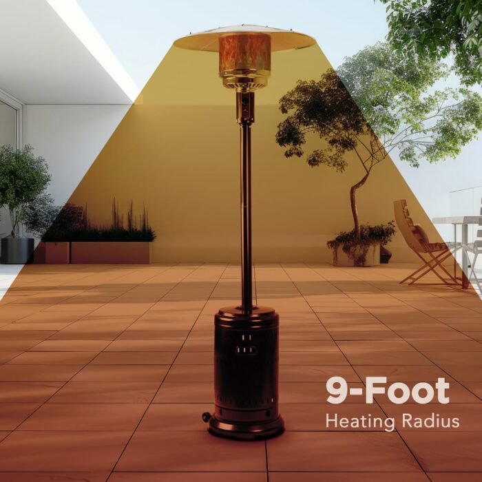 Amazon Basics 46,000 BTU Outdoor Propane Patio Heater with Wheels, Commercial & Residential, Havana Bronze, 32.1 x 32.1 x 91.3 inches (LxWxH) - Image 4