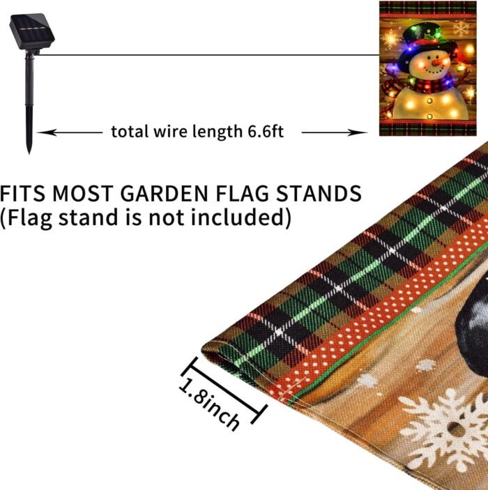 Lighted Christmas Garden Flag for Outside, Led Snowman Garden Flag, Winter Yard Flag 12x18 Double Sided for Outdoor Yard Porch Lawn Decoration - Image 6