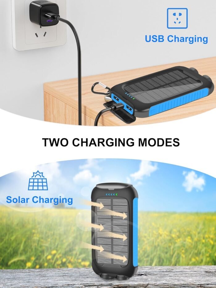 𝟮𝟬𝟮4 𝙐𝙥𝙜𝙧𝙖𝙙𝙚 Solar Power Bank -38800mAh Waterproof Portable Solar Phone Charger with LED Flashlight/Fast Charge USB C External Backup Battery Pack for All Cell Phones & Electronic Devices - Image 6
