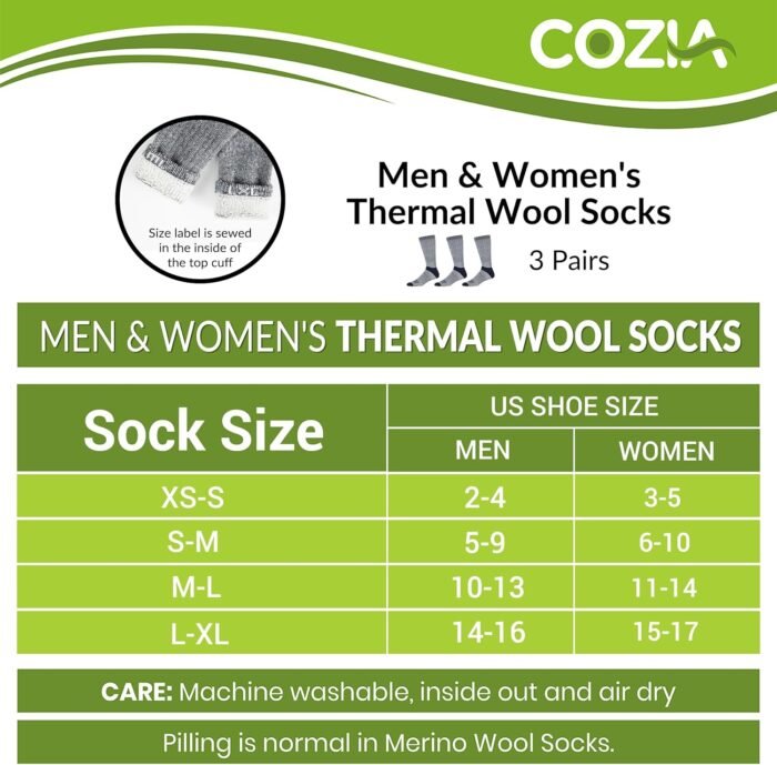 Merino Wool Socks Casual Warm Socks for Winter Cozy Boot Socks for Men & Women - Image 4