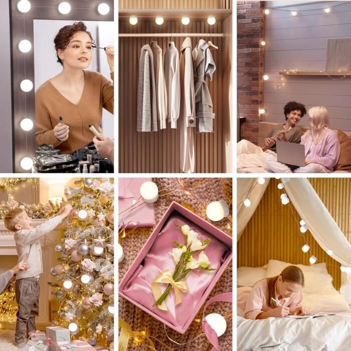 Consciot LED Vanity Lights For Mirror, Hollywood Style Vanity Lights With 10 Dimmable Bulbs, Adjustable Color & Brightness, USB Cable, Mirror Lights Stick on for Makeup Table Dressing Room, White - Image 7