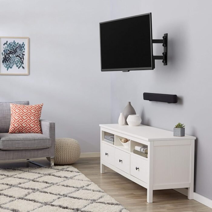 Amazon Basics Full Motion Articulating TV Wall Mount, with Swivel and Tilt, for 26" to 55" TVs and Flat Panels up to 80 Lbs, VESA Compatible, Black - Image 4