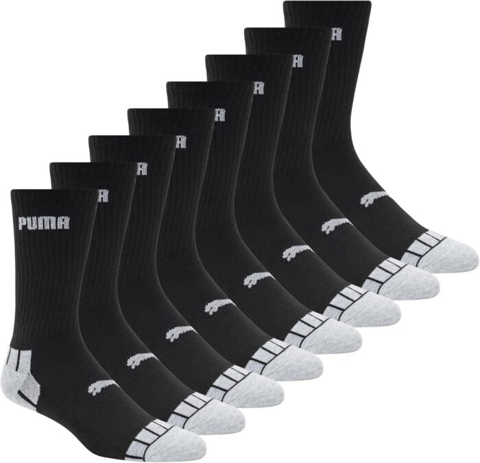 PUMA Men's 8 Pack Athletic Cushioned Crew Socks
