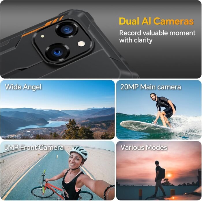 OUKITEL WP32 Rugged Smartphone - 6300mAh Rugged Phone Android 13 Cell Phone, 12GB RAM+128GB ROM, Dual Sim, 6 inches Big Screen Phones, NFC/OTG, T-Mobile Compatible Rugged Smart Phone - Image 7