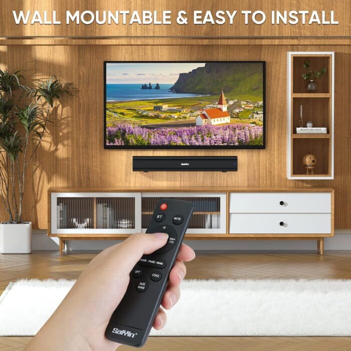Saiyin Sound Bars for TV, 40 Watts Small Soundbar for TV,Surround Sound System TV Sound Bar Speakers with Bluetooth/Optical/AUX Connection for PC/Gaming/Projectors,17inch - Image 5