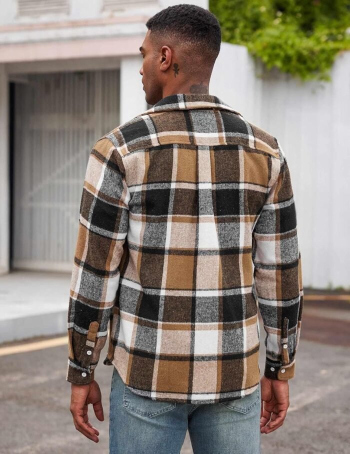 COOFANDY Men's Flannel Shirts Long Sleeve Cotton Plaid Shirt Jacket Casual Button Down Shirt with Pockets - Image 7