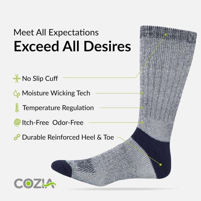 Merino Wool Socks Casual Warm Socks for Winter Cozy Boot Socks for Men & Women - Image 3