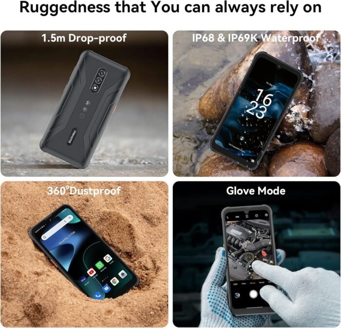 Blackview BV5200 Rugged Smartphone Unlocked, 7GB+32GB/1TB Expand Android Phone, IP68/IP69K Waterproof, 5180mAh Battery, 6.1" HD+13MP Camera, NFC, Glove Mode, Dual SIM Unlocked Phones, Face Unlock - Image 2