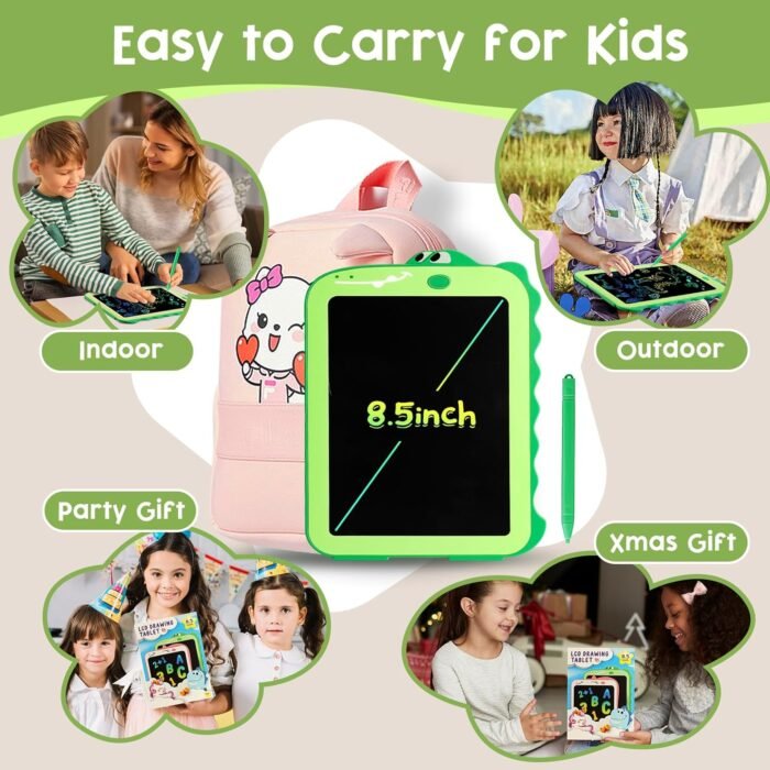 LCD Writing Tablet for Kids, Colorful Toddlers Toys Drawing Board, Educational Kid Toys, Doodle Pad Dinosaur Toys for 2 3 4 5 6 7 8 Year Old Boys Girls Birthday Party Christmas Gifts,8.5inch - Image 6