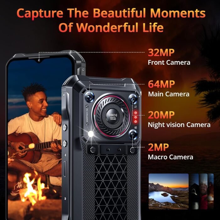 OUKITEL WP33 PRO Rugged Smartphone 5G - 22000mAh(33W), 24GB+256GB, 6.6" FHD+ Cell Phones, Triple 64MP Camera, Dual 5G SIM Android 13 Phone Unlocked, 18W OTG/136dB Loudest Speaker, NFC/GPS/T-Mobile - Image 5