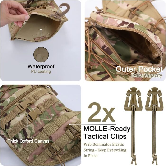 Tactical Christmas Stocking, with Flag Patch MOLLE Webbing, Zip Pocket, MOLLE Clips, Gift for Veterans Military Patriotic and Outdoorsy People, Khaki Camouflage - Image 3