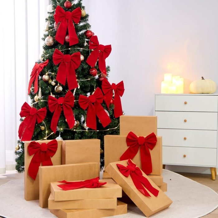 JOYIN 12 Pack Christmas Red Velvet Bows, 13" Long by 9" Wide Decorative Christmas Bows for Wreath Garland Christmas Tree Decor, Indoor Outdoor Holiday Decorations - Image 8