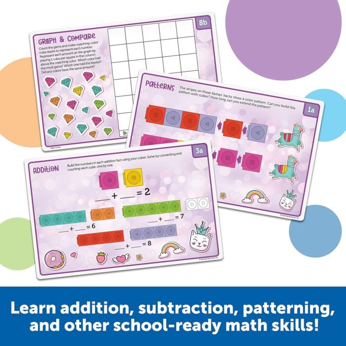 MathLink Cubes Kindergarten Math Activity Set Mathtastics!, Math Teaching Toys, PreKManipulatives, Children’s Math Games, 115 Pieces, Age 5+ - Image 3