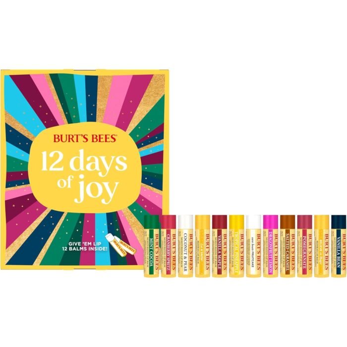 Burt's Bees Christmas Gifts, 12 Days of Joy Lip Balm Advent Calendar Gift Set, Moisturizing Lip Balm Pack Great for Stocking Stuffers, Tint-Free, Natural Origin Lip Treatment (12-Pack) - Image 8