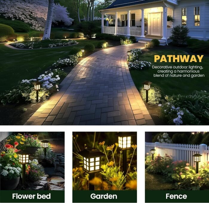 GIGALUMI LED Solar Walkway Lights, 10 Pack Waterproof Lights for Garden, Landscape, Path, Yard, Patio, Driveway - Maintain 10 Hours of Lighting - Image 2