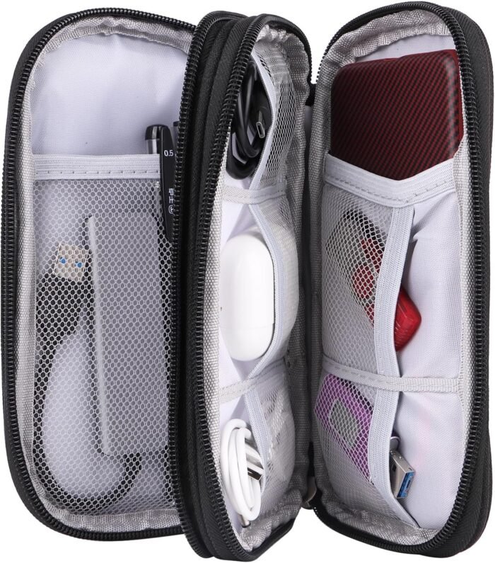 Travel Cable Organizer,Electronics Accessories Organizer Bag,Electronic Organizer Travel Universal Cable Organizer Electronics Accessories Bag for Charger, Phone, memory card,Travel Gadget Bag-Black - Image 6