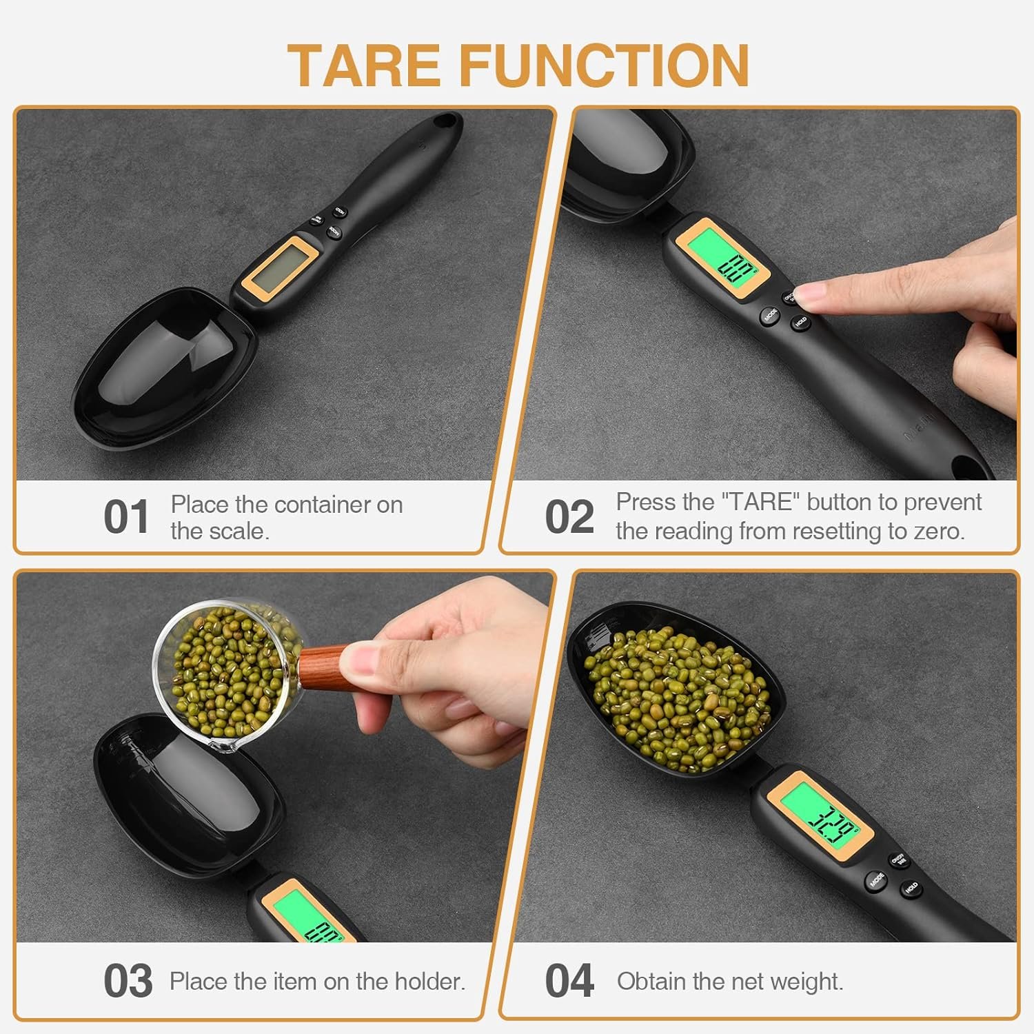 Mafiti Digital Measuring Spoon, Electronic Adjustable Measuring Spoon Scale 500g / 0.1g High Precision for Kitchen Gadgets Daily Meals Pet/Dog Food Measuring Scoop - Image 3